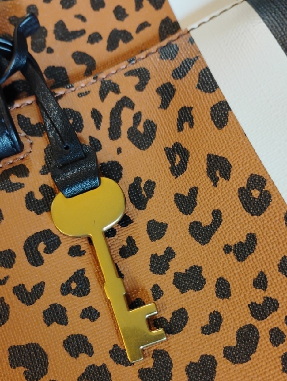 Fossil Rachel Tote Bag Animal Print Missing Zipper Pull - Picture 2 of 8
